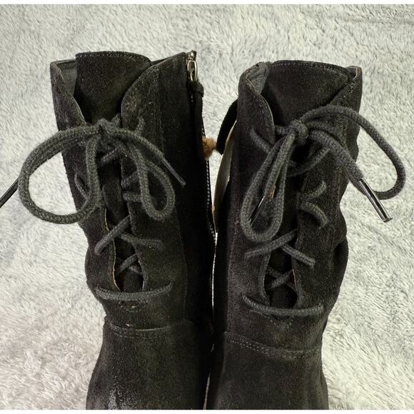 SOLD Sharnell Midcalf Boot Women's Black Booties Lace Up Black Leather Sz 11 M - Picture 3 of 10